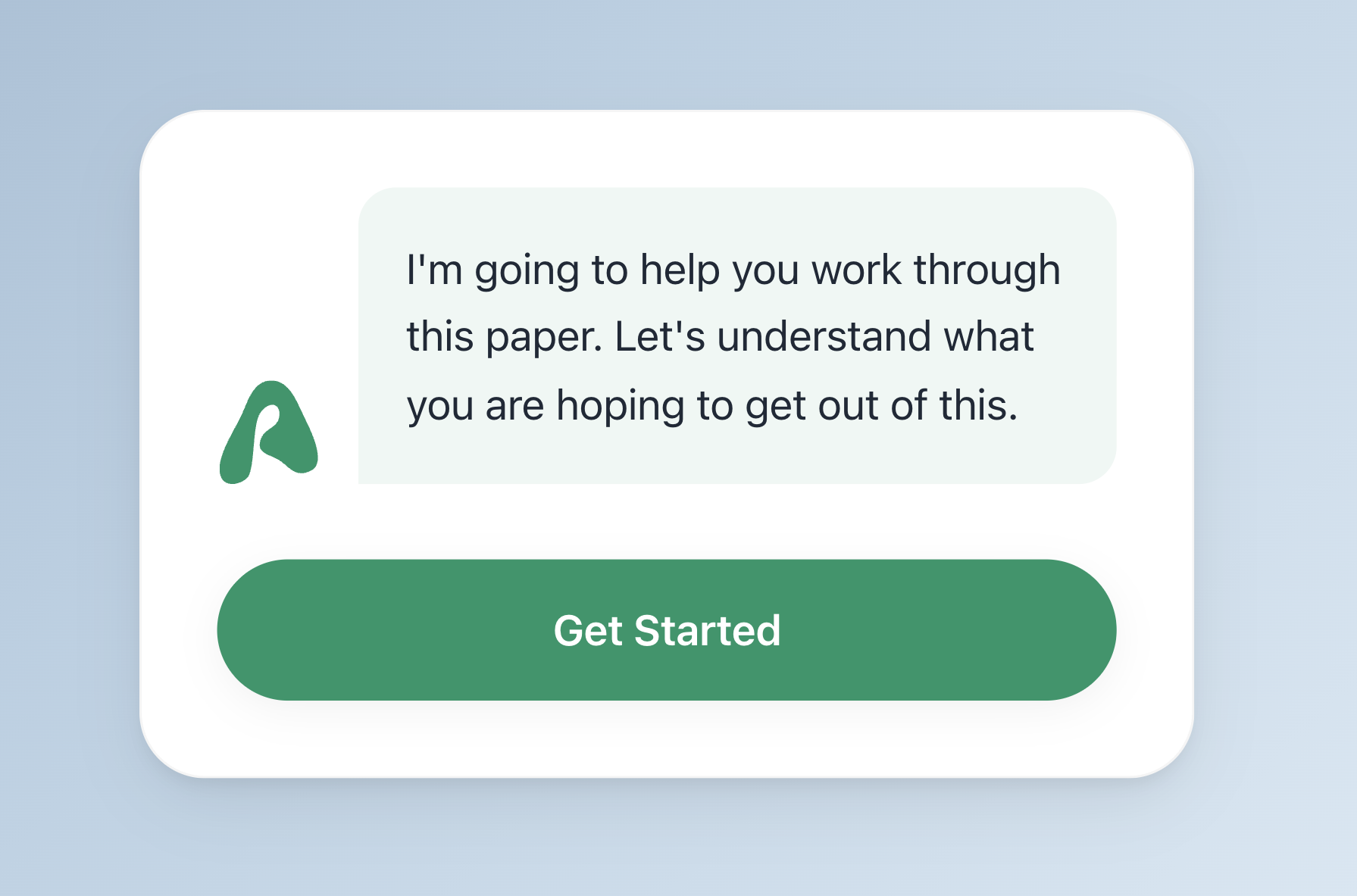 Arioso onboarding screen — upload a paper and get started